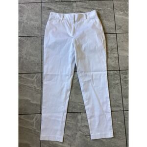 Brooks Brothers White Italian Cotton Stretch Ankle Pants Trousers 6 Womens